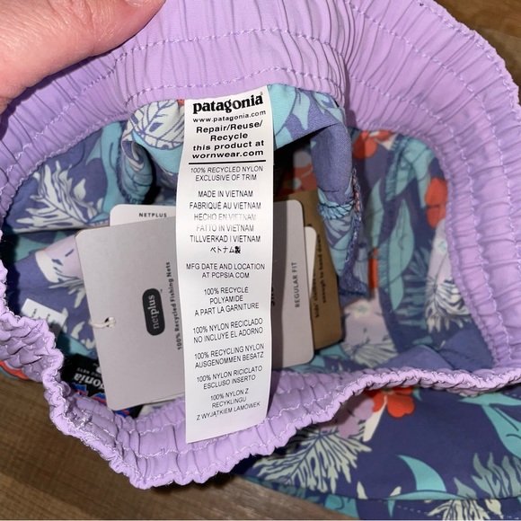NWT Patagonia Girls Costa Rica Baggies Shorts Heart the Sea - Picture 6 of 9
